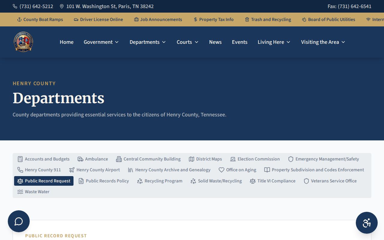 Henry County official arrest record request instructions