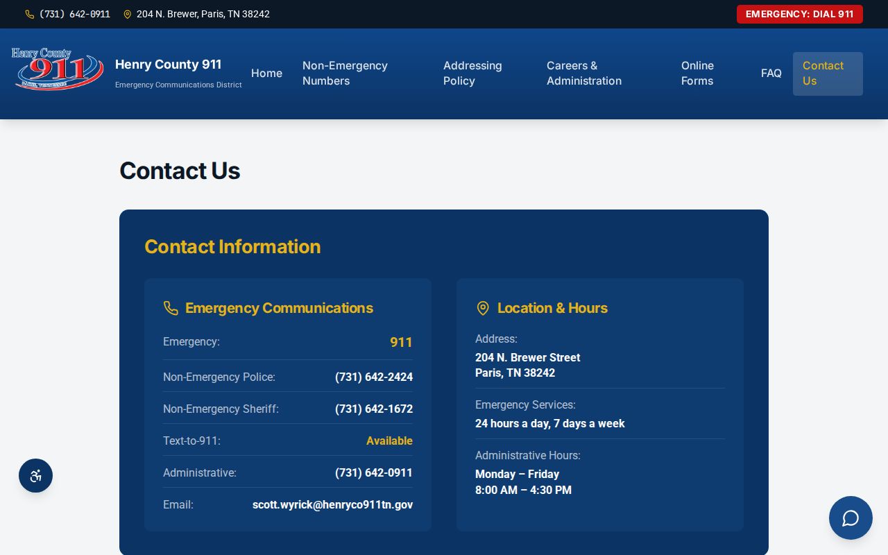 Official dispatch contacts for Paris recent arrests and Henry County custody