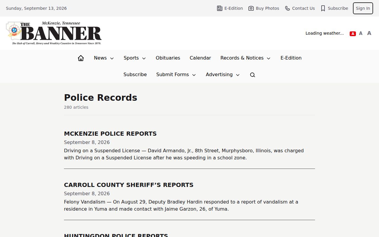 Regional police records coverage that may include Henry County arrests